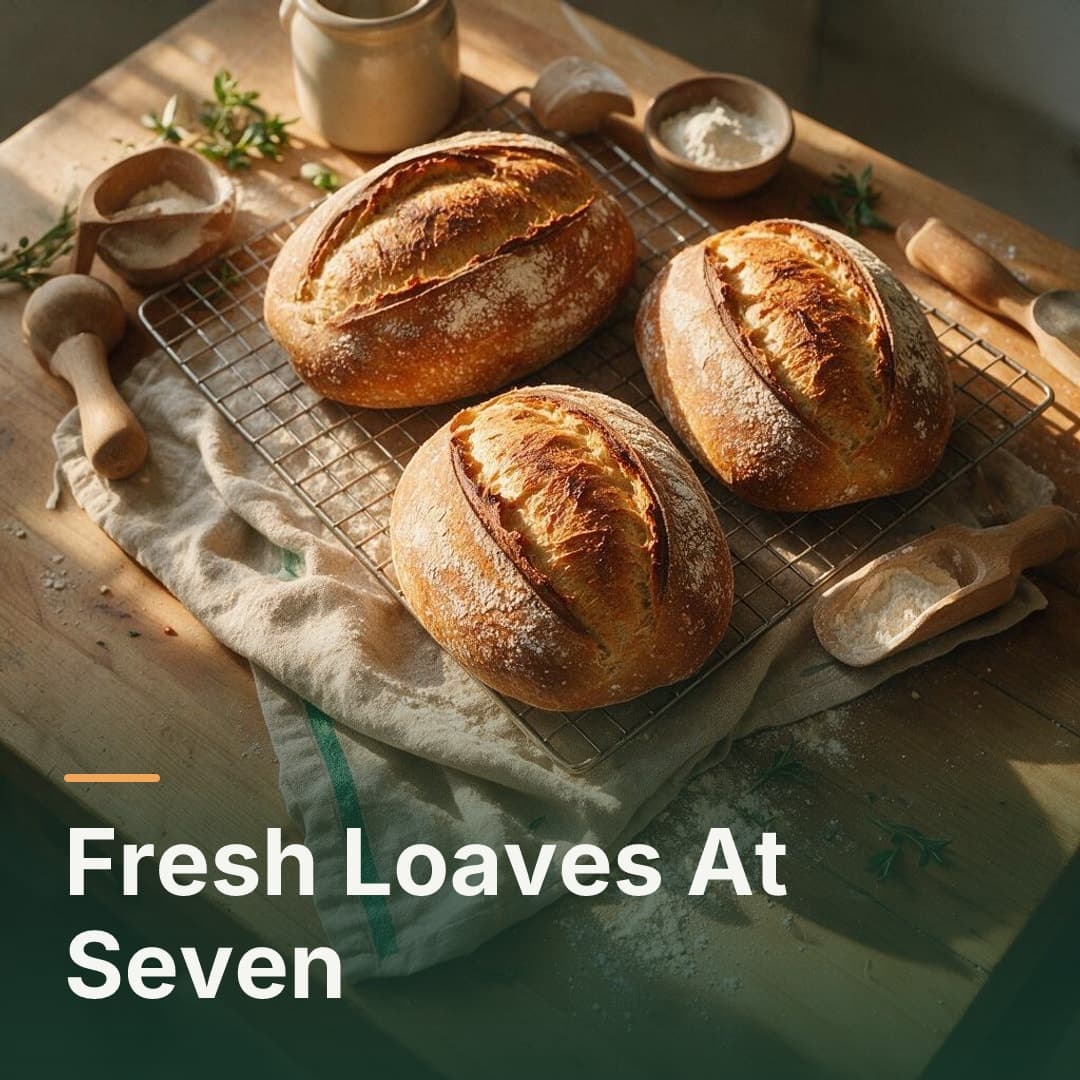 Sourdough loaves cooling on a rack
